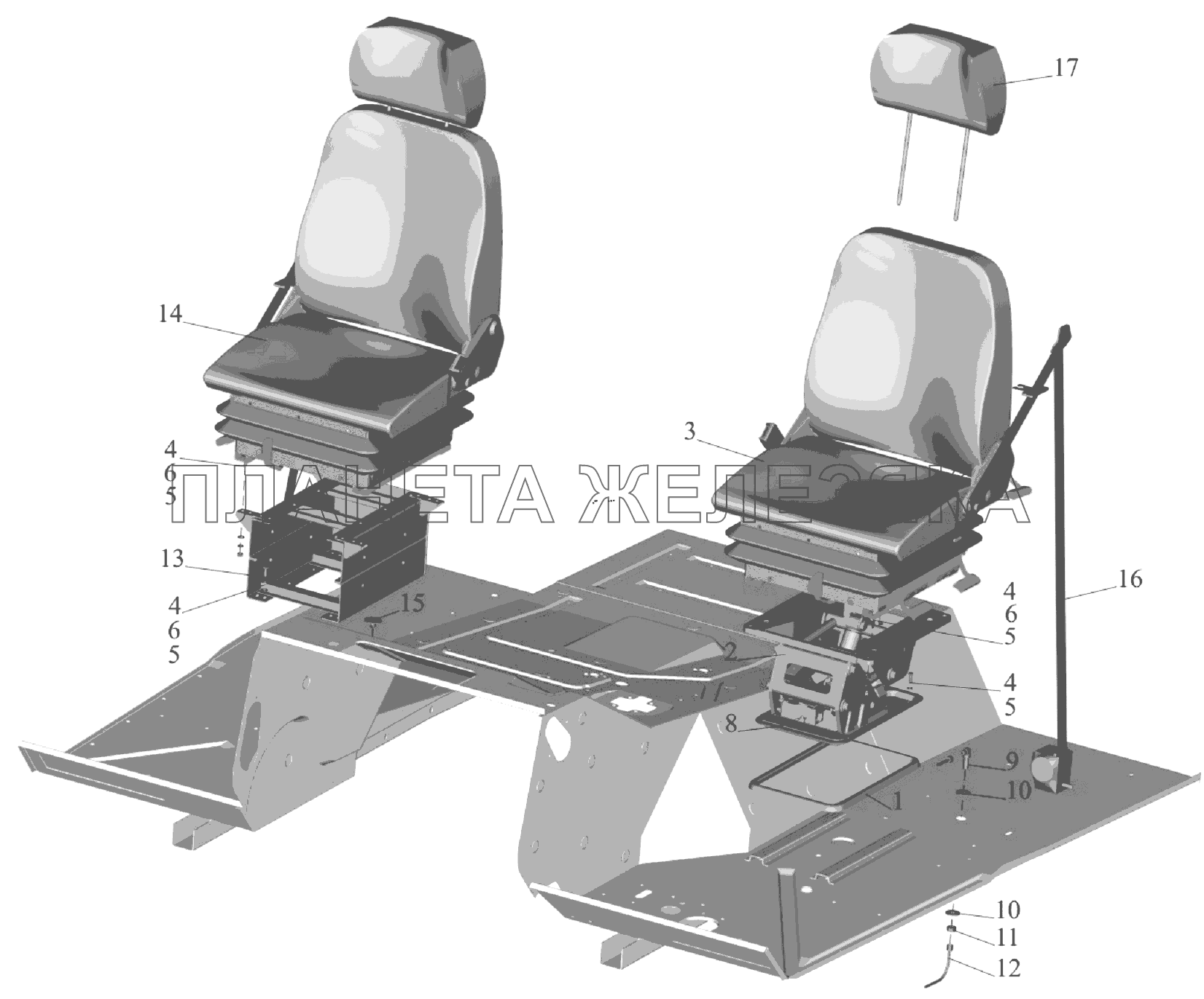 Установка и пневмопитание сидений 5433-6800006 МАЗ-6303A3, 6303A5